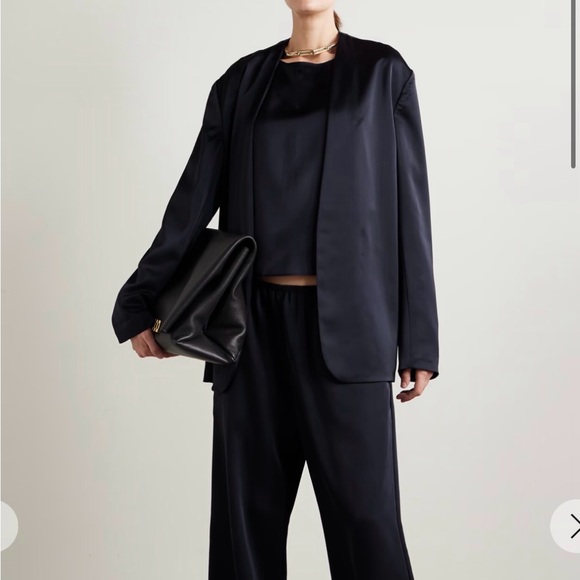 LESET Jackets & Blazers - NWT Leset Barb Satin Blazer in Midnight Size Small